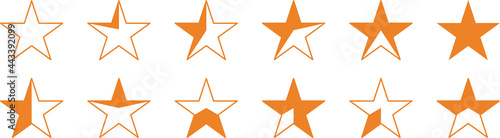 Vector illustration. stars. rating. evaluations. icons. The stars are yellow  isolated on a white background. Rating of websites  hotels  travel packages  online stores  reviews. Vector graphics.
