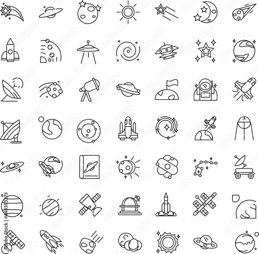 Fototapeta premium Astronomy and space outline collection set