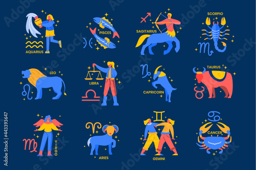 horoscope zodiac flat signs collection