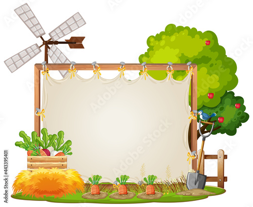 Canvas frame template in the garden scene isolated on white background