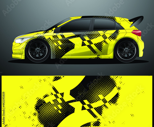  Rally car decal graphic wrap vector, abstract background