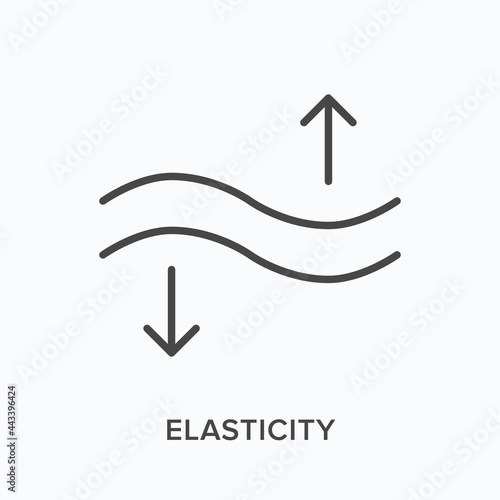 Elasticity flat line icon. Vector outline illustration of flexible surface. Black thin linear pictogram for flexibility