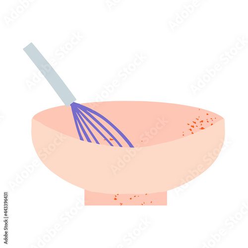 Kitchen cooking utensil baking bowl and mixer icon vector illustration. Bakery and pastry stuff element