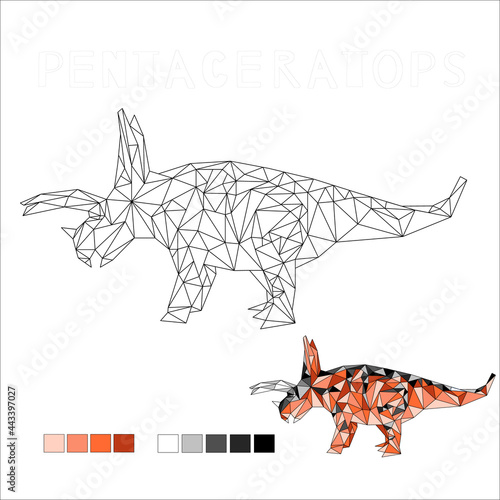 pentaceratops dinosaur coloring vector art illustration photo