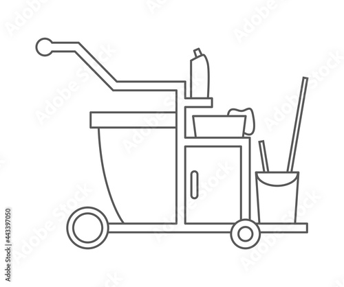 cleaning trolley cart outline icon