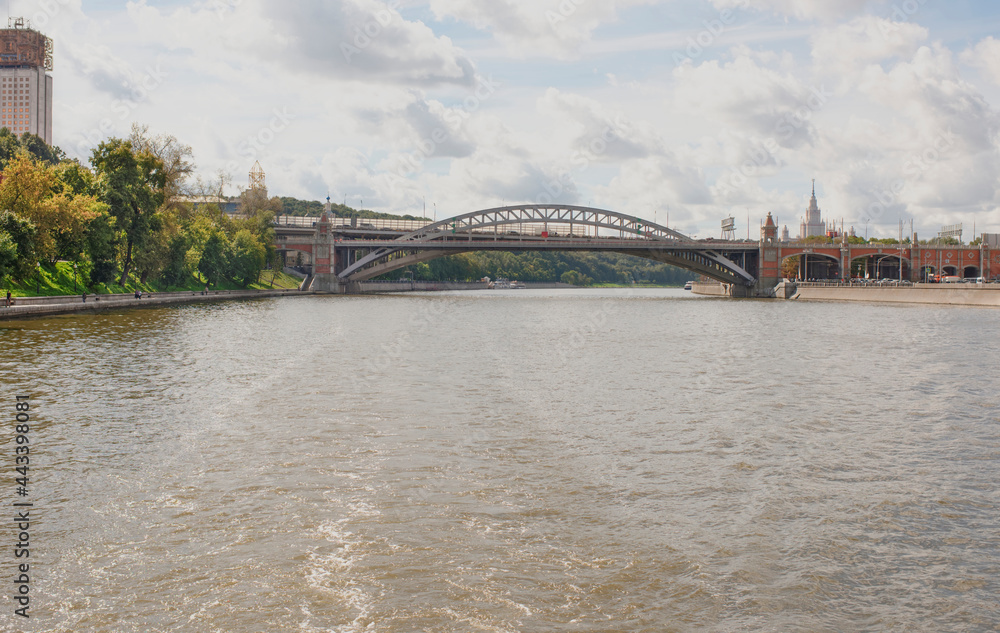 Naklejka premium Moscow. View from the boat on the Moscow-river at the Novoandreevsky bridge