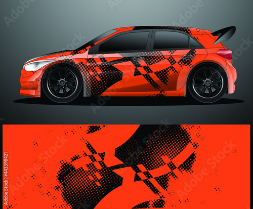  Rally car decal graphic wrap vector, abstract background