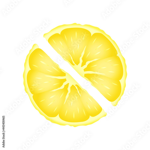 Yellow lemon slices vector design. Fresh yellow sliced fruit