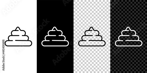 Set line Shit icon isolated on black and white, transparent background. Vector
