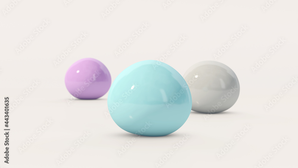 Three colorful soft balls. White background. Abstract illustration, 3d render. Three colorful soft balls. White background. Abstract illustration, 3d render.