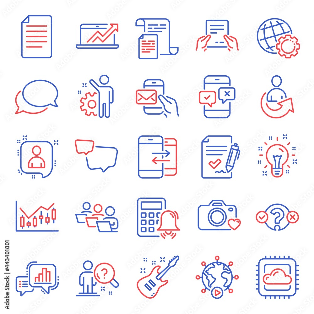 Education icons set. Included icon as Phone survey, Photo camera, Teamwork signs. Calculator alarm, Approved agreement, Electric guitar symbols. Sales diagram, Documents, Speech bubble. Vector Education icons set. Included icon as Phone survey, Photo camera, Teamwork signs. Calculator alarm, Approved agreement, Electric guitar symbols. Sales diagram, Documents, Speech bubble. Vector