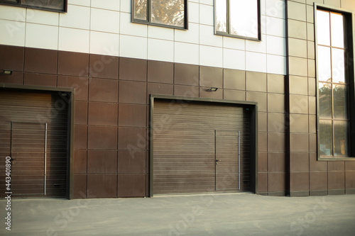 Entrance to the underground garage. The gate to the garage in the building.