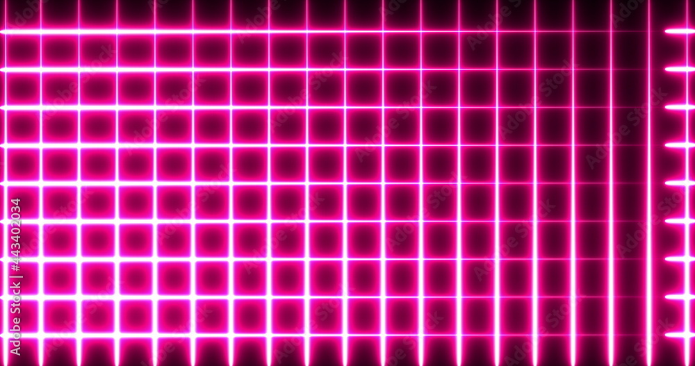 Image of glowing neon red squared mesh moving on seamless loop on black background Image of glowing neon red squared mesh moving on seamless loop on black background