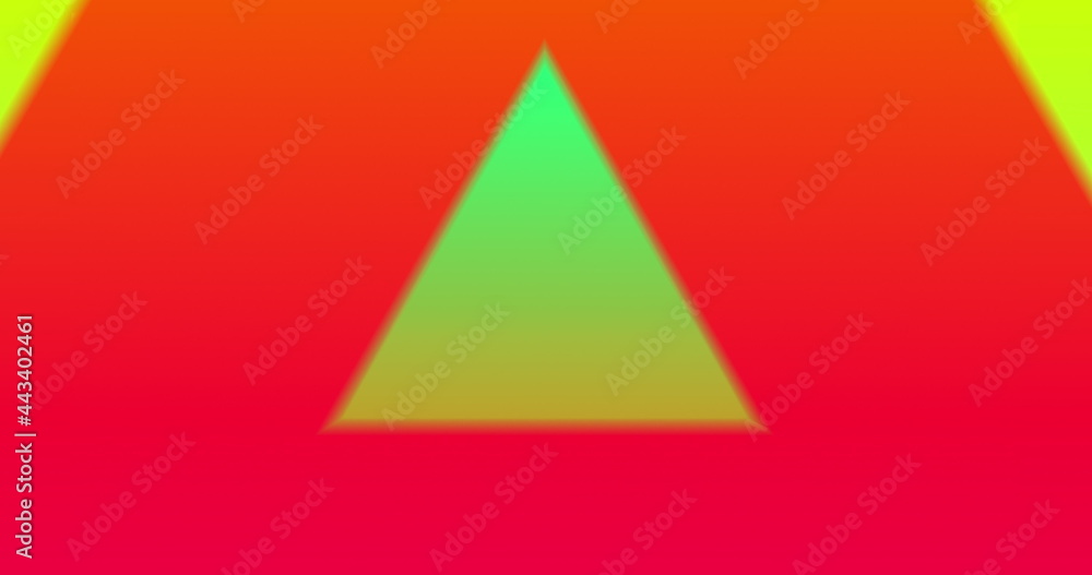 Multiple colorful triangle shapes moving against black background Multiple colorful triangle shapes moving against black background