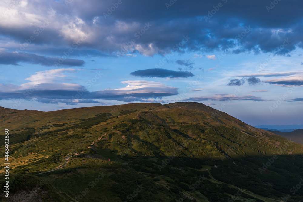 Landscape panoramic view of summer Carpathian mountains