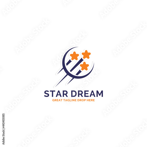star and crescent moon cheerful vector logo design