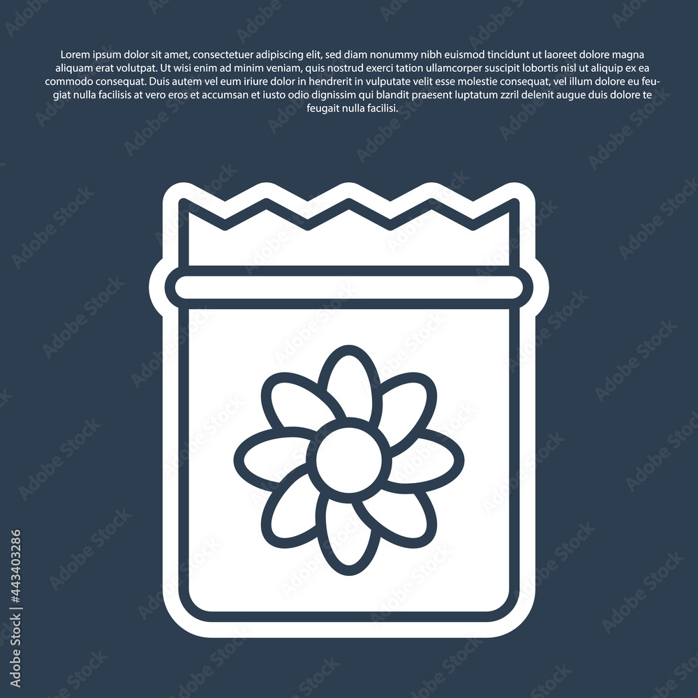 Blue line Pack full of seeds of a specific plant icon isolated on blue background. Vector Blue line Pack full of seeds of a specific plant icon isolated on blue background. Vector