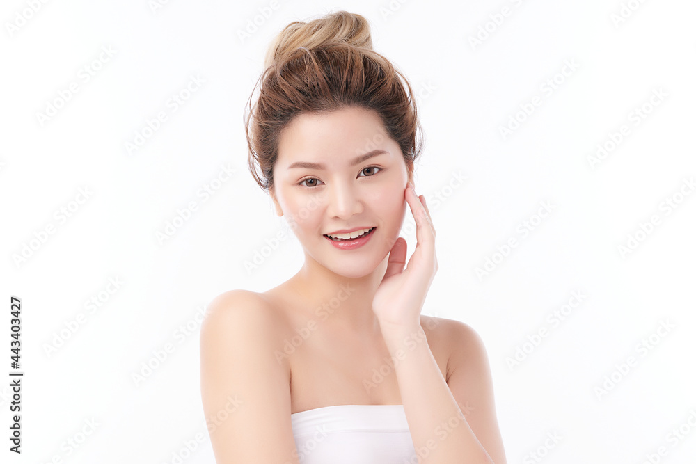 Beautiful young asian woman with clean fresh skin on white background, Face care, Facial treatment, Cosmetology, beauty and spa, Asian women portrait. Beautiful young asian woman with clean fresh skin on white background, Face care, Facial treatment, Cosmetology, beauty and spa, Asian women portrait.