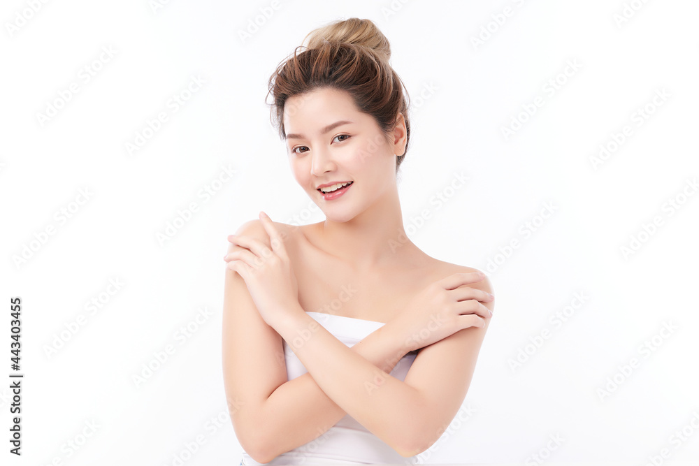 Beautiful young asian woman with clean fresh skin on white background, Face care, Facial treatment, Cosmetology, beauty and spa, Asian women portrait. Beautiful young asian woman with clean fresh skin on white background, Face care, Facial treatment, Cosmetology, beauty and spa, Asian women portrait.