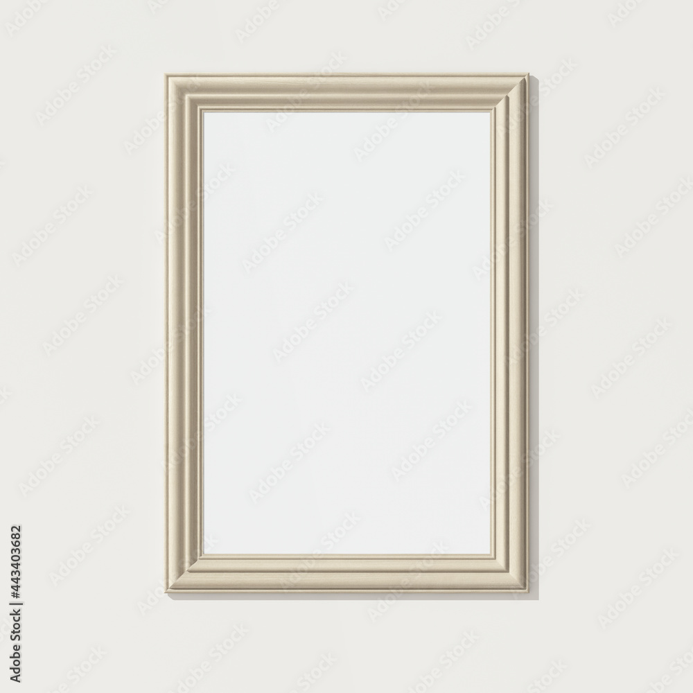 Wooden vertical frame on white wall. 3D render square wooden frame mock up. Empty interior. 3D illustration. 3D design interior. Template for business. Wooden vertical frame on white wall. 3D render square wooden frame mock up. Empty interior. 3D illustration. 3D design interior. Template for business.