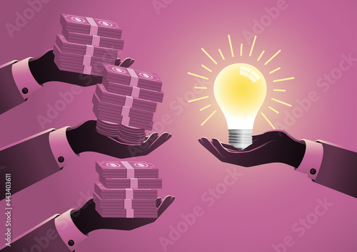 Businesswoman selling idea concept illustration