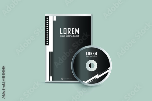 DVD cover with Disk design template. Stylized DVD Cover design template. Luxury, Modern, Elegant, Professional Minimalist Business DVD cover design design with disk label design. Vector illustration