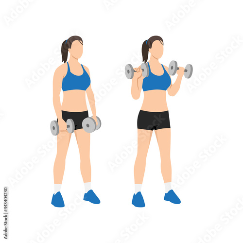 Canvas Print Woman doing Dumbbell bicep reverse curls exercise