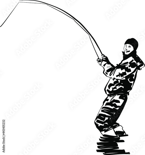 Vector illustration of a fishing