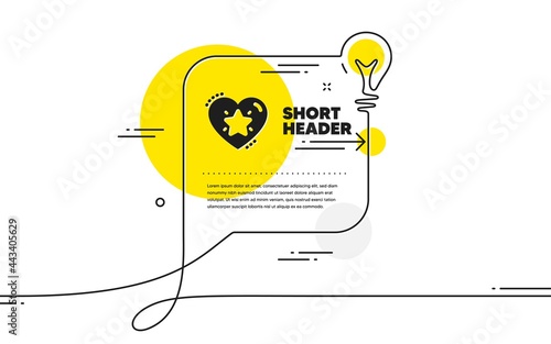 Ranking star icon. Continuous line idea chat bubble banner. Love rating sign. Best rank symbol. Ranking star icon in chat message. Talk comment light bulb background. Vector
