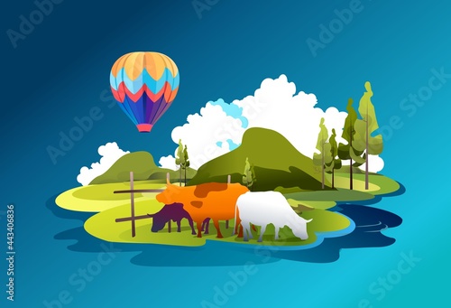 rural landscape summer ecologically clean pastures