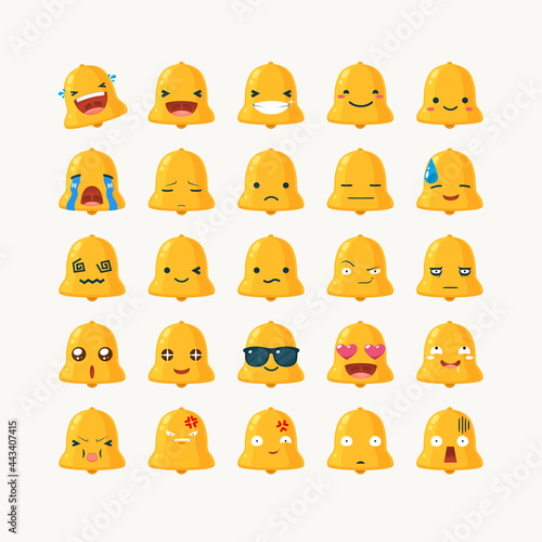 emoticon set of the golden Bell. Vector Illustration
