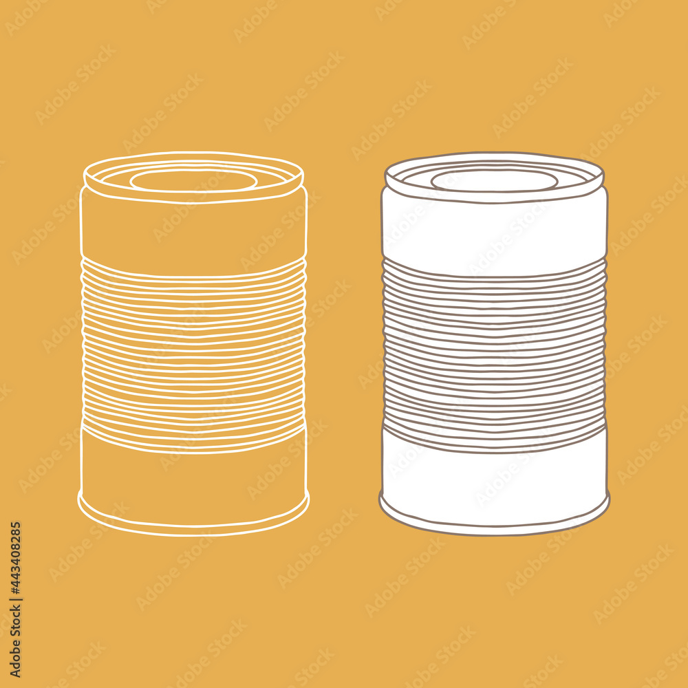 Obraz premium Metal can mockup. Vector illustration of package for food. Line design icon.