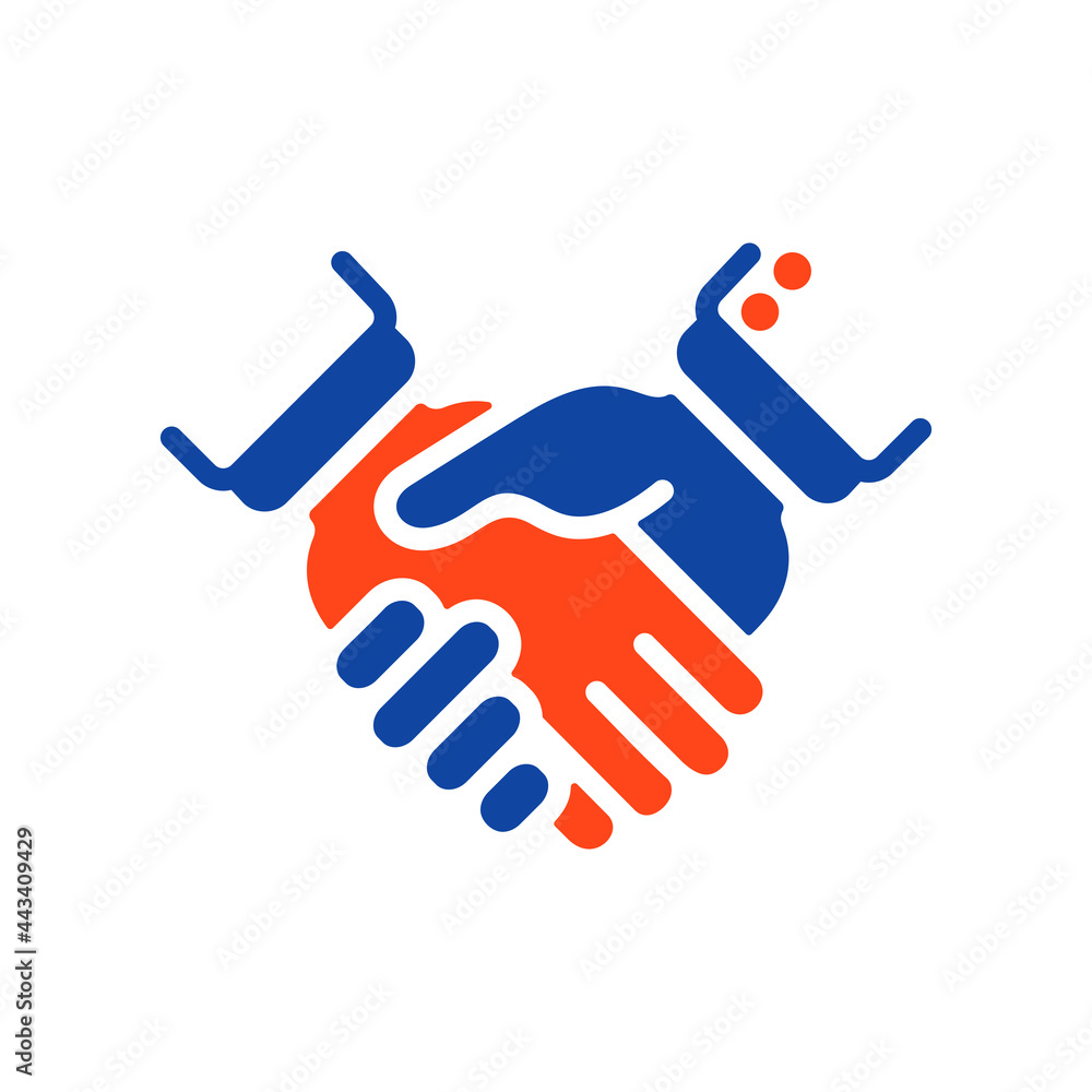 Fototapeta premium Business handshake, contract agreement flat glyph icon