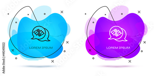 Line Rubber flippers for swimming icon isolated on white background. Diving equipment. Extreme sport. Diving underwater equipment. Abstract banner with liquid shapes. Vector