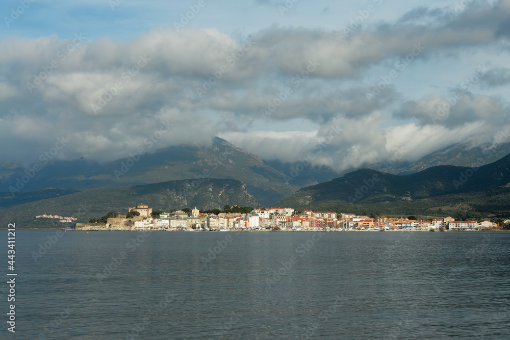 Town of Saint Florent, view from the sea, Corsica Town of Saint Florent, view from the sea, Corsica