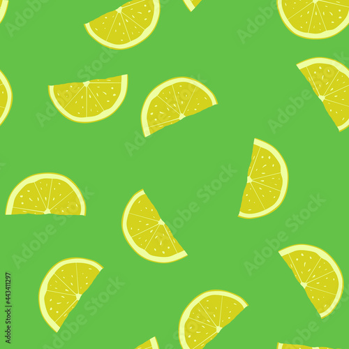 Seamless lemon slices on a light background. Fruit pattern. Vectors