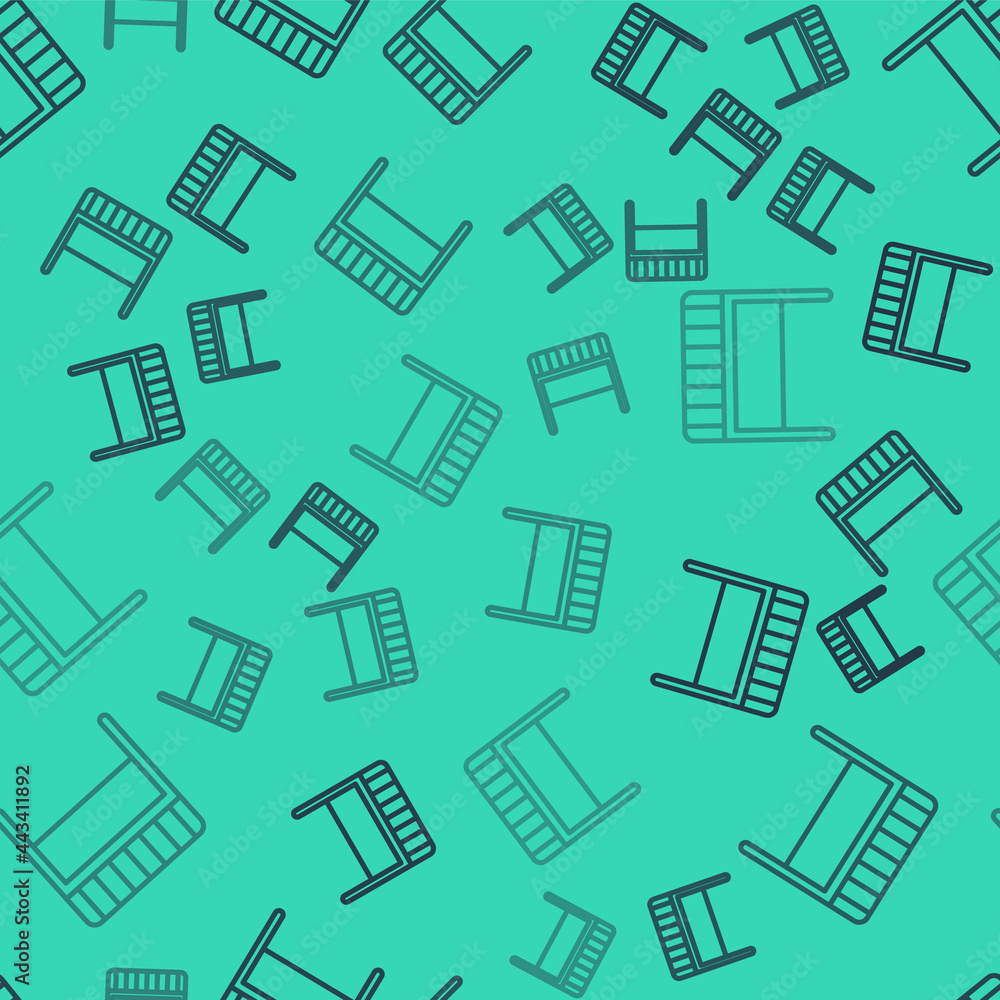 Fototapeta premium Black line Football goal icon isolated seamless pattern on green background. Vector