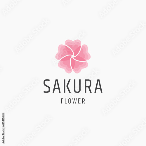 Sakura flower logo icon flat design template vector illustration