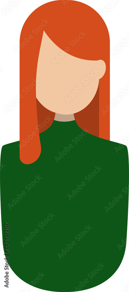 Red hair white skin girl in green clothing flat avatar portrait Red hair white skin girl in green clothing flat avatar portrait