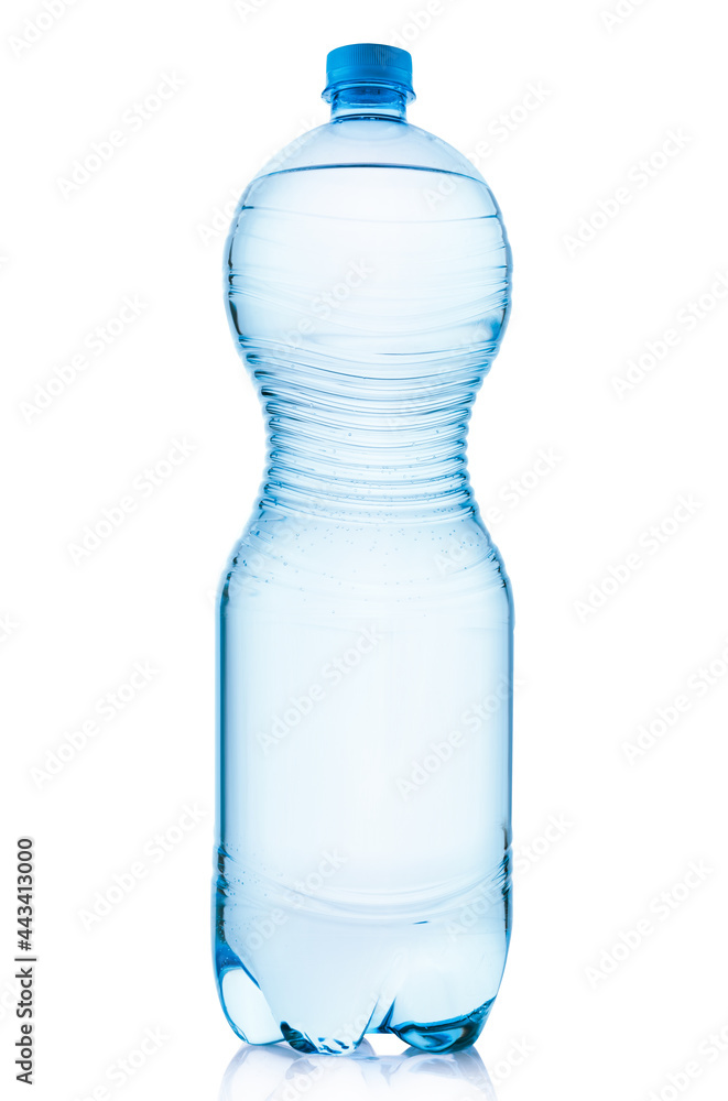 Plastic bottle with purified water. Mineral water bottle mockup. Bottle isolated on white background Plastic bottle with purified water. Mineral water bottle mockup. Bottle isolated on white background