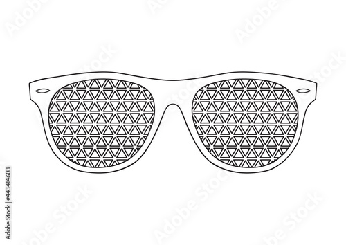 Black sunglasses on white background. Doodle style. Hand drawn eyeglass.