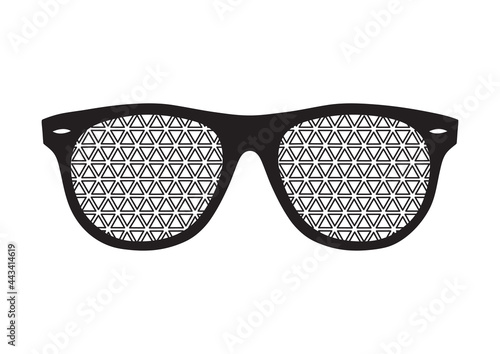 Black sunglasses on white background. Doodle style. Hand drawn eyeglass.