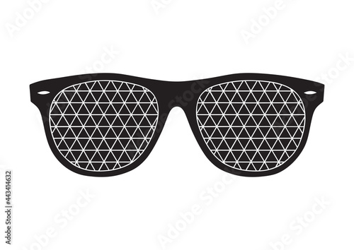 Black sunglasses on white background. Doodle style. Hand drawn eyeglass.