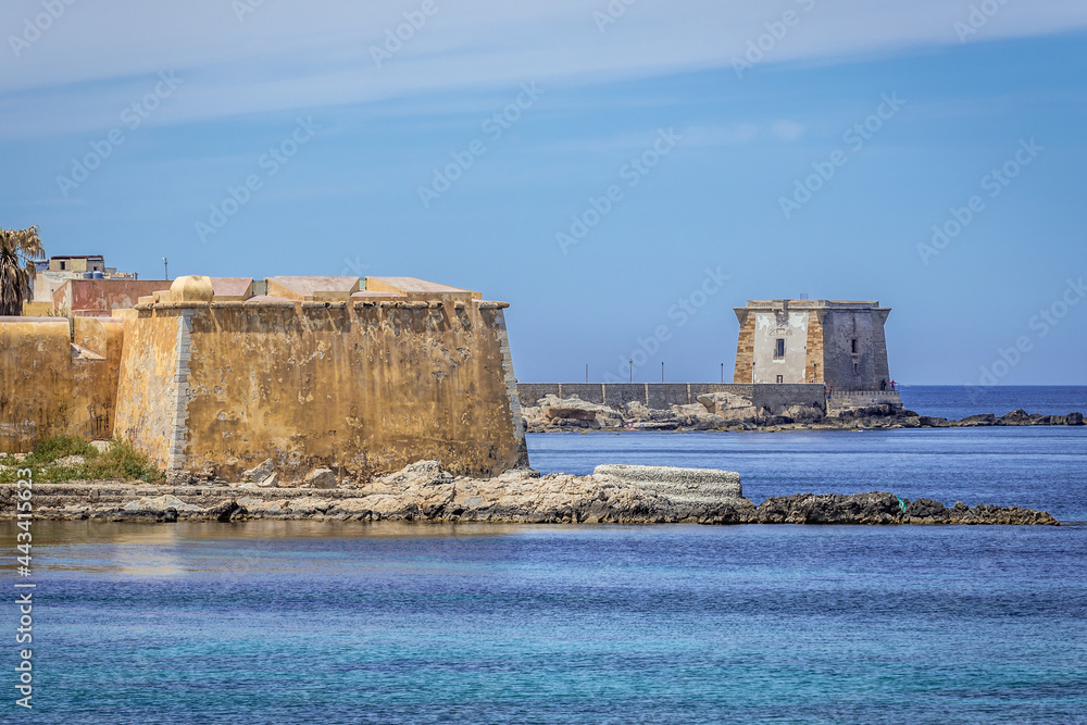 Bastion Conca and Torre di Ligny watchtower in Trapani, capital city of Trapani region on Sicily Island, Italy