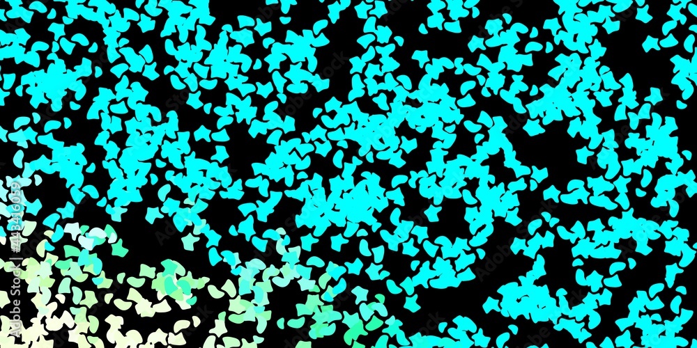 Dark blue, green vector background with random forms.