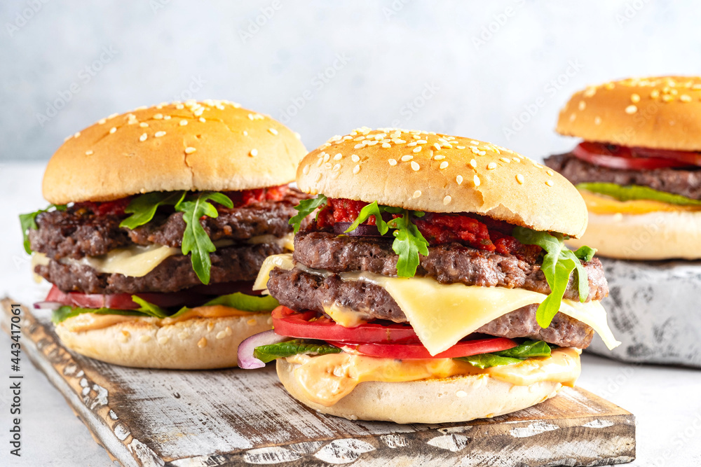 fresh tasty burger on a white background fresh tasty burger on a white background