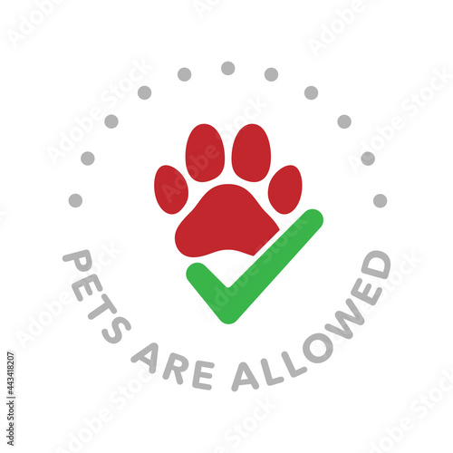 Pet friendly round vector icon badge logo