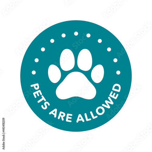 Pet friendly round vector icon badge logo