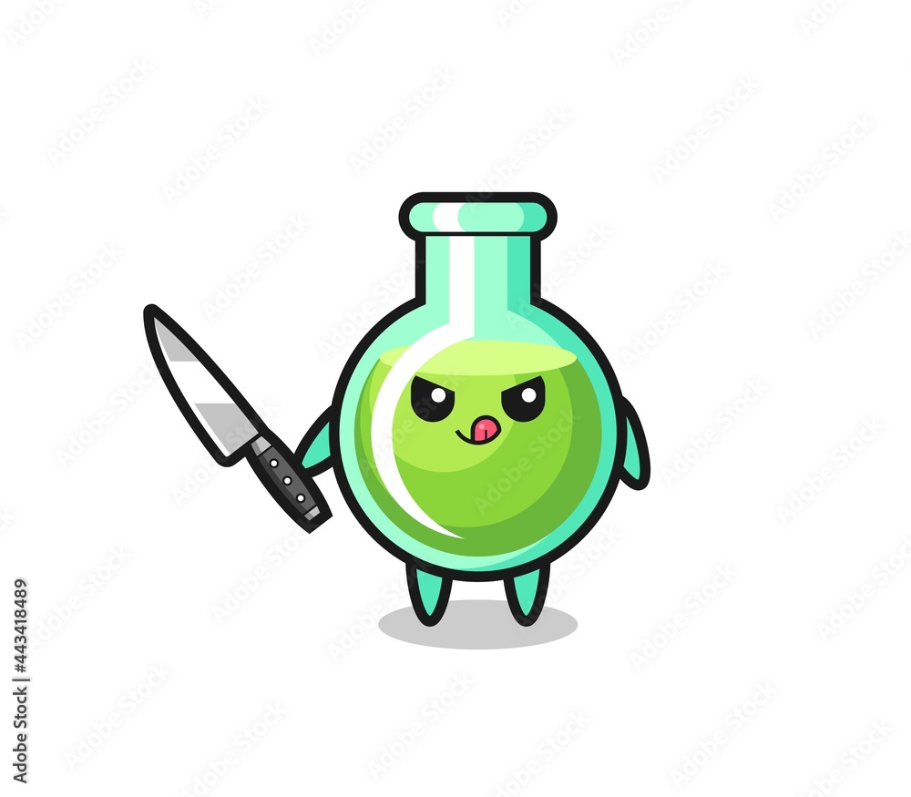 cute lab beakers mascot as a psychopath holding a knife cute lab beakers mascot as a psychopath holding a knife