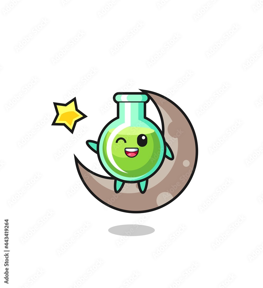 illustration of lab beakers cartoon sitting on the half moon illustration of lab beakers cartoon sitting on the half moon